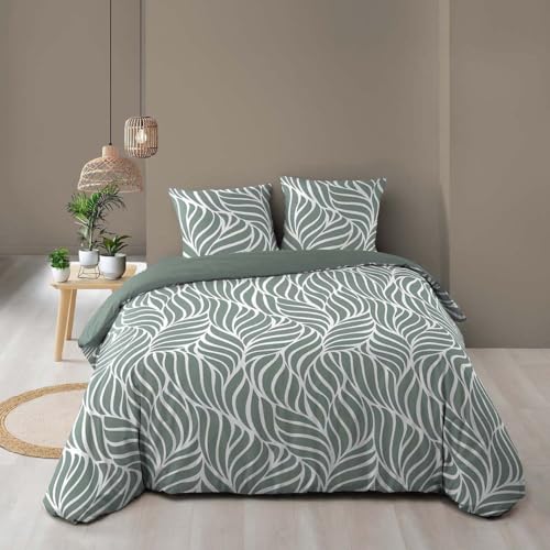 Douceur d'Intérieur, Morgane Sage 3-Piece Bedding Set (260 x 240 cm) 100% Cotton