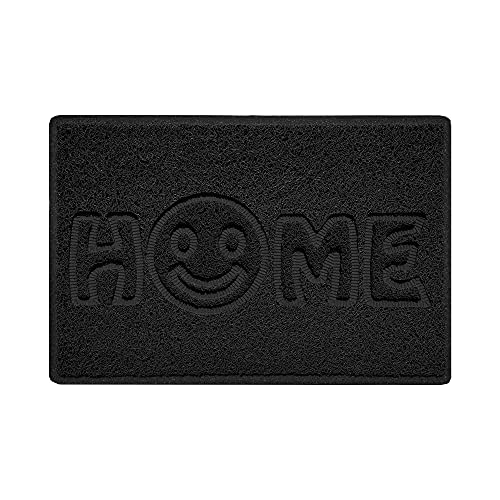 Nicoman SMILEY FACE Embossed Shape Door Mat Dirt-Trapper Jet-Washable Doormat-(Use Outdoor ONLY)- (60x40cm/23.6x15.7inches, Small) Black