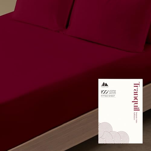 Egyptian Quality Premium Hotel Style 1-Piece Fitted Sheets, 800 Thread Count Luxury & Softest 100% Cotton Bottom Sheet, Deep Pocket up to 18 inch, King Size, Burgundy