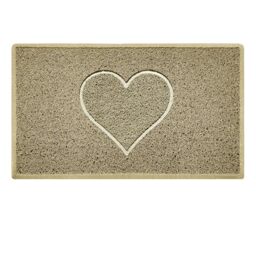 Nicoman Heart Shape Embossed Entrance Door Mat Non Slip Dirt Trapper PVC Spaghetti Mat with Rubber Base, Jet Washable Quick Drying Doormat Indoor or Outdoor - (Medium, Beige, 75 x 44cm)