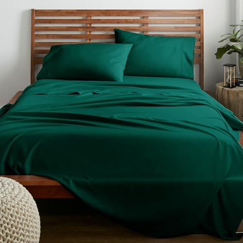 American Home Collection AONELAS Deluxe 4 Piece Bed Sheets Set Deep Pocket Extra Soft Microfiber Wrinkle Free Sheets Easy Care (Queen, Forest Green)
