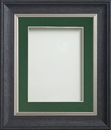 Frame Company Drummond Range Charcoal 6x4 inch Picture Photo Frame with Bottle Green Mount for Image 5x3 inch * Choice of Sizes* Fitted with Real Glass