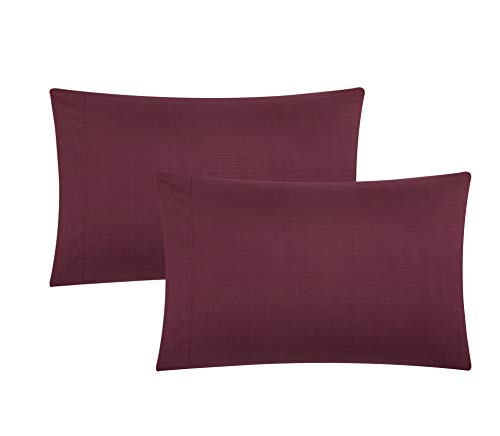 "EVOLIVE King Size Pillowcases Set of 2, Ultra Soft Brushed Microfiber Pillow Covers, 20"" x 40"", Envelope Closure, Soft, Breathable and Easy Care (Wine, 20""x40"" King)"
