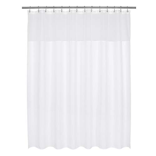 Barossa Waffle Fabric Shower Curtain, Polyester & Polyester Blend, White, 84Wx78L
