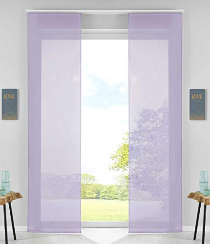 Gardinenbox 85589N2 Set of 2 Sliding Curtains Panel Curtains 245 x 60 cm Lilac Complete with Panel Carrier Weight Bar