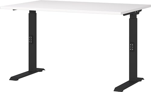Germania Desk 7910-614, in white/black, me. height-adjustable, 120 x 91 x 80 cm (WxHxD)