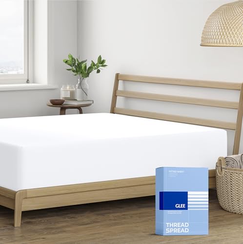 400 Thread Count 100% Cotton Fitted Sheet, White Queen Fitted Sheet, Long - Staple Combed Pure Natural Cotton Sheet, Soft & Silky Sateen Weave