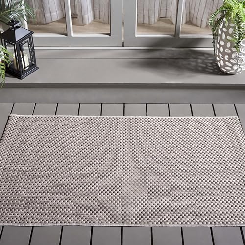 Safavieh Contemporary Indoor/Outdoor Woven Rectangle Area Rug, Courtyard Collection, CY8521, in Beige / Brown, 122 X 170 cm for Garden, Patio or Any Outdoor Space