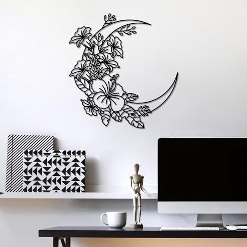 Hanah Home Stylish Black Decorative Metal Wall Accessory, 70 x 66 cm, 100% Metal (1.5 mm), Lightweight (0.9 kg), Easy Wall Mounting for Modern Decor