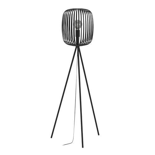 Eglo Tripod Floor lamp Romazzina, Standing Light Made of Black Metal, Living Room Lighting, floorlamp with E27 Socket