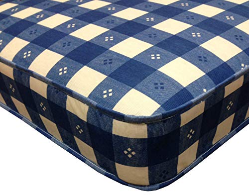 "eXtreme comfort ltd Quality Kids Budget Mattress, 6"" Deep, Ideal for Bunk & Cabin Beds, Shorty Mattress, 75cm x 175cm, Blue Check"