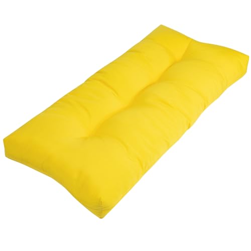 FUNHOME Indoor Outdoor Bench Cushion 45 x 18 Inch, Non-Slip Water Resistant Long Seat Pads, Tufted Loveseat Cushion for Patio Garden Furniture, Swing, Settee, Window, Wicker, Front Porch(Yellow)