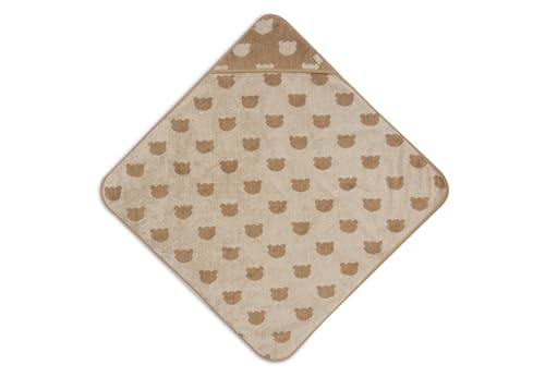 Jollein Hooded Baby Towel - Jacquard - Teddy Bear - 75x75cm - 100% Cotton - Terry Cloth - OEKO-TEX Certified - Hooded Baby Towel - For Boys & Girls