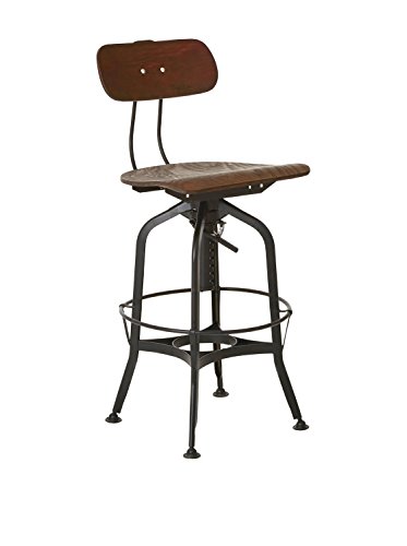 Premier Housewares New Foundry Bar Stool, Metal, Walnut/Black