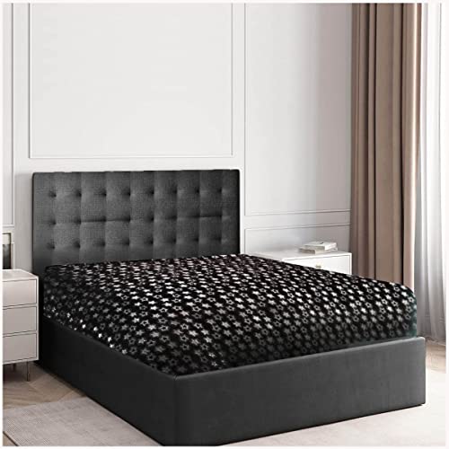 GC GAVENO CAVAILIA Teddy Fleece Duvet Cover, Fluffy, Warm Cozy Ultra Soft Bed Set, Polyester, Black, Double-Fitted Sheet