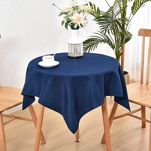 Wolkemer Small Square Tablecloth - 36 x 36 Inch Washable Fabric Table Cloth Navy Blue Table Cover for Nightstand End Bedside Tabletop Decoration
