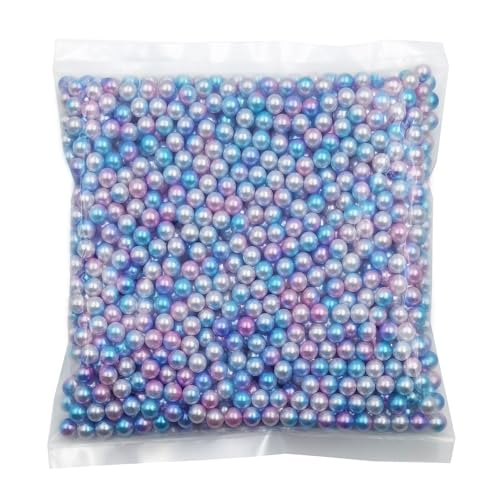 INSPIRELLE 1100 Pieces Gradient Undrilled ABS Art Faux Pearls for Vase Fillers, 8mm Blue-Purle No Hole Makeup Beads Mermaid Imitation Round Pearl Beads for Table Scatter Home Wedding Decoration