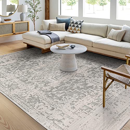 Livabliss Juliette Syracusa Vintage Carpet 200x275 cm, Scandi Neutral Traditional Boho Design for Living Room & Bedroom, Easy Care Pile, Grey Beige