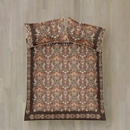 Appletree Heritage Duvet Cover Set, 100% Cotton Sateen, Super-King 260x220cm, Chocolate, Floral Pattern, 200 Thread Count, with 2 Pillowcases, Orange