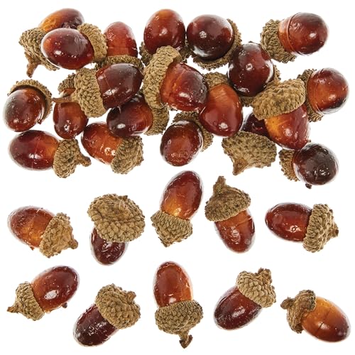 Baker Ross FN307 Artificial Acorns For Crafts - Pack of 30, Autumn Craft Essentials, Autumn Wreath Making Supplies