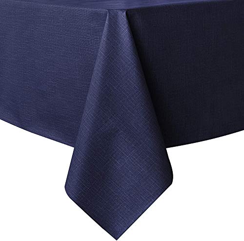 sancua Waterproof Rectangle Vinyl Tablecloth Table Cloth 54x78 Inch, Navy - 100% Oil Spill Proof, PVC Material, Wipe Clean Table Cover for Dining Tables, Buffet Parties and Camping