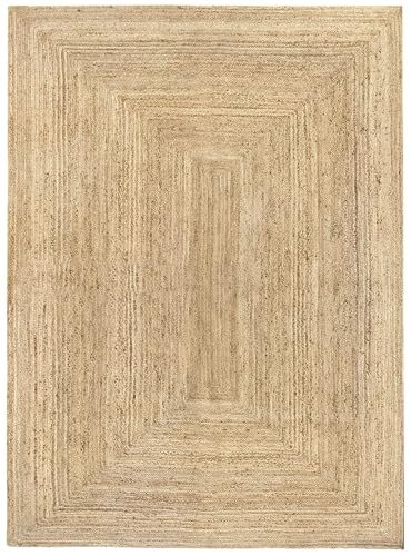 HAMID Rug Jute Alhambra Natural Colour, Jute Rug, Area Rug 100% Jute Fibre Hand Wovem, Braided Rug for Home, Living Room, Floor Carpet..(350x250cm)