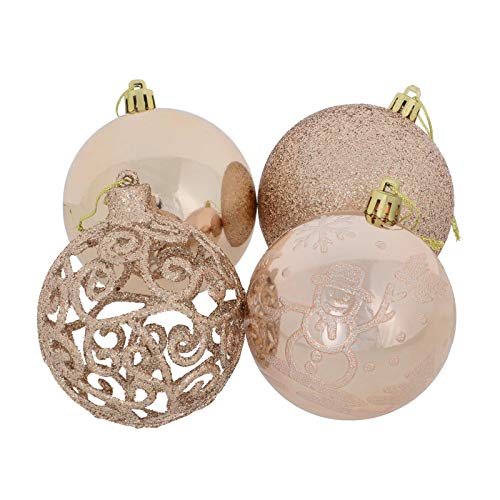 Mr Crimbo 24 Pack Christmas Tree Baubles Decorations Ornaments 8cm - Rose Gold