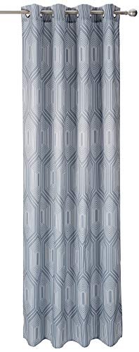 Eurofirany Tiara Curtain Blackout Pattern Eyelets Trendy Elegant Bedroom Living Room Silver + White 140 x 250 cm