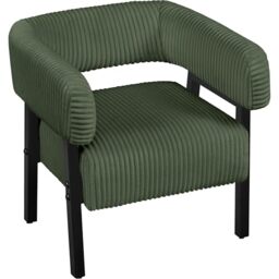 Yaheetech Corduroy Tub Chair with Pocket Coiled Seat, Dark Green/Set of 1 - Barrel Vanity Chair with Rubberwood Legs, Upholstered Armchair, Accent Sofa with Adjustable Foot Pads, Living Room Bedroom