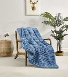 Miracle Home. Fleece Blanket Reversible Microfiber Zircon Velvet Flannel and Sherpa 280GSM-180GSM, Soft, Warm and Lightweight, Machine Washable, 160 X 220, Blue