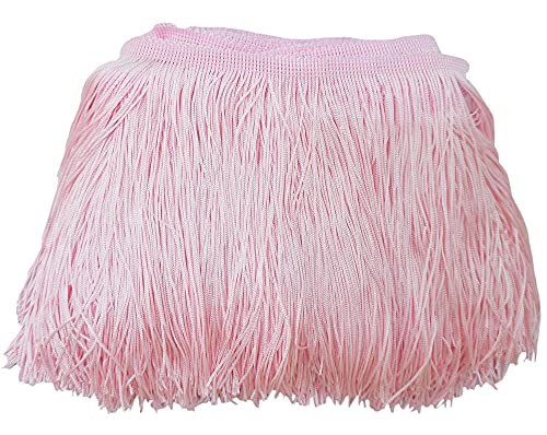 "Lauthen.S 10 Yards of 6"" Chainette Fringe Trim Tassel Sewing Trim for DIY Craft Latin Dress Lamp Shade Decoration Baby Pink"