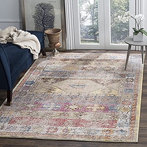 Safavieh Yasmeen Transitional Area Rug, Woven Polyester Carpet in Pink / Multi, 243 X 304 cm