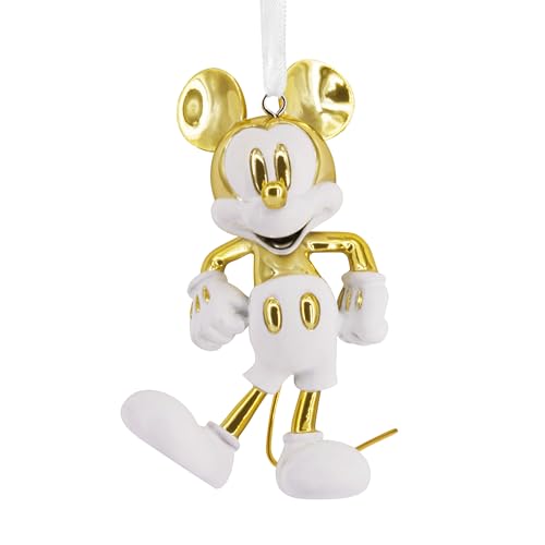 Hallmark Mickey Mouse Signature Ornament, Disney, Ceramic, Hanging Decoration, Christmas, Birthday, White, Gold