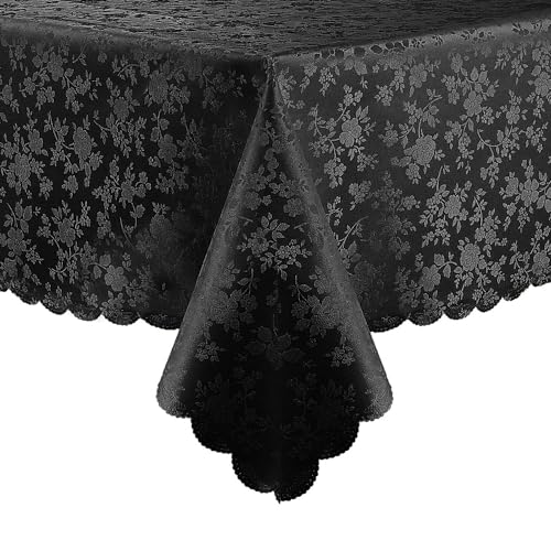 "Smiry Rectangle Table Cloth, Waterproof Heavy Duty Vinyl Tablecloths, Wipeable Washable Table Cover for Kitchen and Dining Room (Black, 54"" X 78"")"