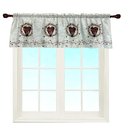 EZ.enjoy Rustic Country Hearts Rod Pocket Decorative Valance 58 x 18 Inches - Rod Pocket