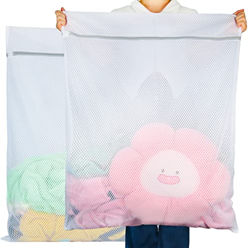 Vivifying Extra Large Mesh Laundry Bag, 2 Pack Honeycomb Laundry Bags Mesh Wash Bags for Coats, Stuffed Toys, Blanket, Sweater, Delicates Clothes (27x 35Inches)