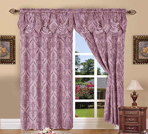 Elegant Comfort Penelopie Jacquard Look Curtain Panels, 54 by 84-Inch, Purple, Set of 2