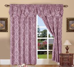 Elegant Comfort Penelopie Jacquard Look Curtain Panels, 54 by 84-Inch, Purple, Set of 2