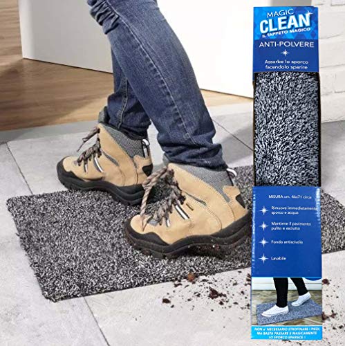 Tex family - Non-Slip Magic Doormat - Absorbent and Dustproof - Ideal for Entrance and Bathroom - Size 45 x 70 cm, Colour: Grey, Polyester Material