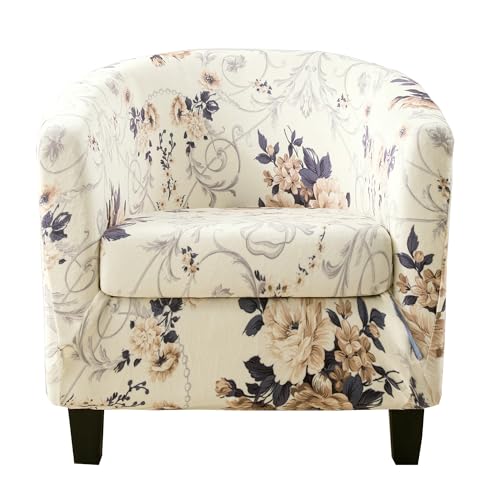 CRFATOP Velvet Club Chair Slipcover with Cushion Cover Printed 2 Piece Tub Chair Covers Armchair Covers Soft Washable Round Barrel Chair Covers Couch Covers for Bar Counter Living Room,B35