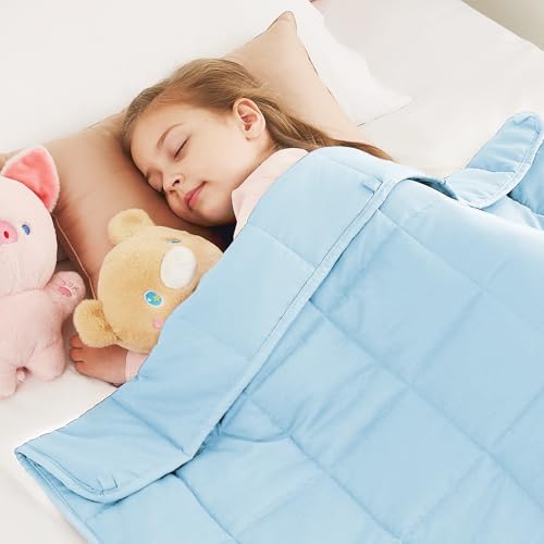 "CuteKing Weighted Blanket - Weighted Blanket with Premium Glass Beads - Breathable Heavy Blanket for Comfortable Rest - Thick Blanket All Season (10lbs, 50""x60"", Light Blue)"
