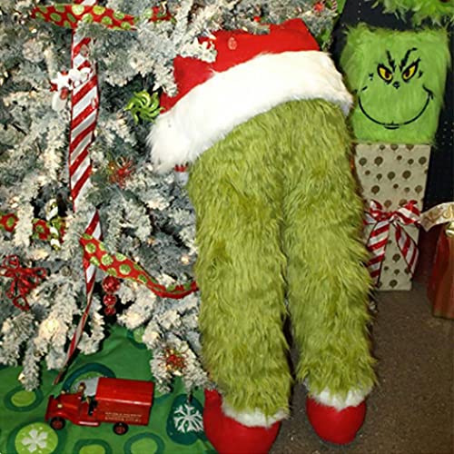 Christmas Elf Body Furry Green Head/Arm/Legs for Christmas Tree Decorations, Christmas Tree Topper, Christmas Ornaments, Christmas Tree Ornaments for Christmas Party (Elf Legs)