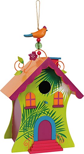 Small Foot Hawaii Wooden Bird House, Stable and Weatherproof, Garden Decoration with Hanging String, 6365, Multi-Colour, No
