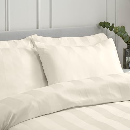 Catherine Lansfield So Soft Satin Stripe Standard Pillowcase Pack of 4 Cream