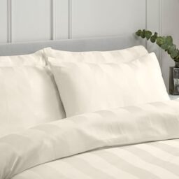 Catherine Lansfield So Soft Satin Stripe Standard Pillowcase Pack of 4 Cream