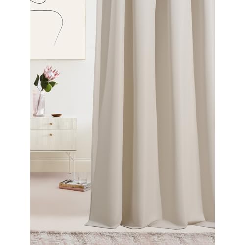 ROOM99 Laurel Curtain with Eyelets, 140 x 280 cm, Width x Height Blackout Opaque Sliding Curtains, Living Room, Bedroom, Light Beige, 1 Piece