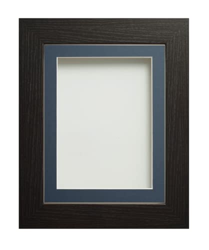Frame Company Watson Black Picture Photo Frame fitted with Perspex, A4 with Blue Mount for image size 9x6 inch