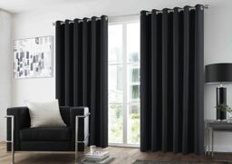 GC GAVENO CAVAILIA Blackout Curtains Pair - Thermal Insulated Door Panel Drapes Blackout Eyelet Curtains 90x90 Inch - Sound-Reducing Sunlight Blocking Plain Curtains for Bedroom, Living Room, Black