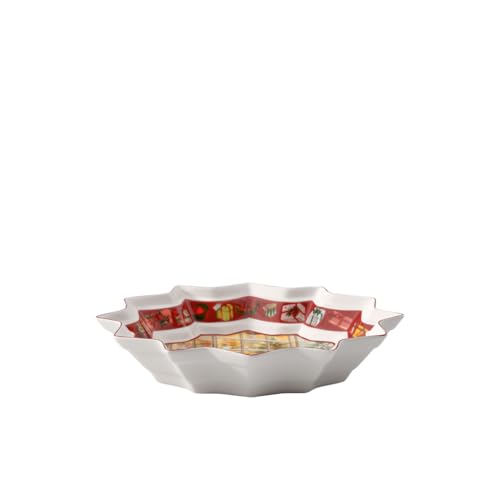 Villeroy & Boch ??? Toy's Fantasy Large Bowl, Large Porcelain Christmas Bowl, Toy Shop Pattern, Serving Bowl, Ceramic Bowl, deep Christmas Plate, White/Red, White/Red
