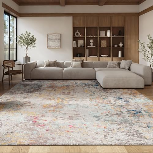 SAFAVIEH Modern Rug for Living Room, Dining Room, Bedroom - Madison Collection, Short Pile, in Grey and Gold, 201 X 274 cm